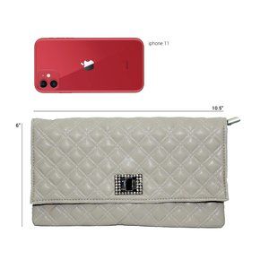 Grey Cocobella Quilted Envelope Clutch | Evening Handbag | Purse